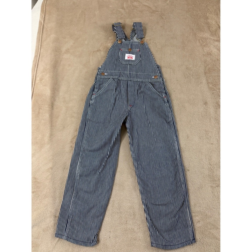 VTG Round House Hickory Stripe Bib Overalls Dungarees Kid 6 Blue Stripe USA EUC